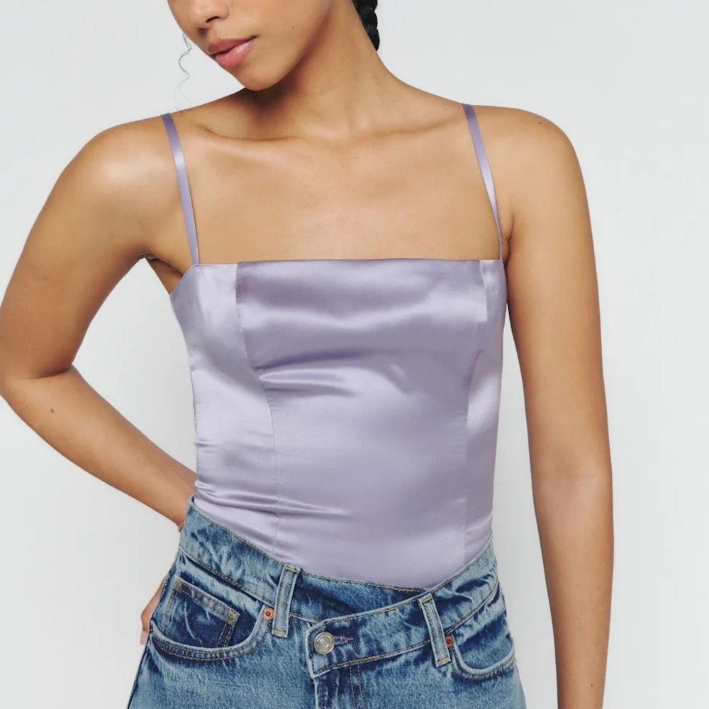 Reformation Lavender Satin Camisole